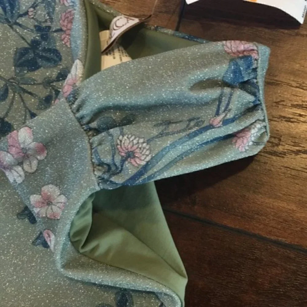 NWT Becca Serene Green Metallic Swim Bottom
